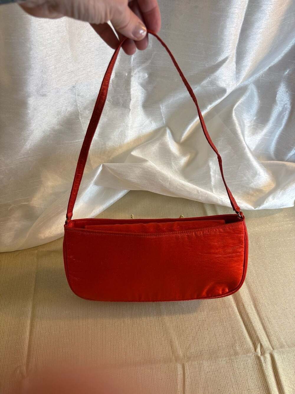 R&R Red Satin Shoulder Bag